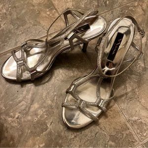 Nina Bejeweled Silver Heels